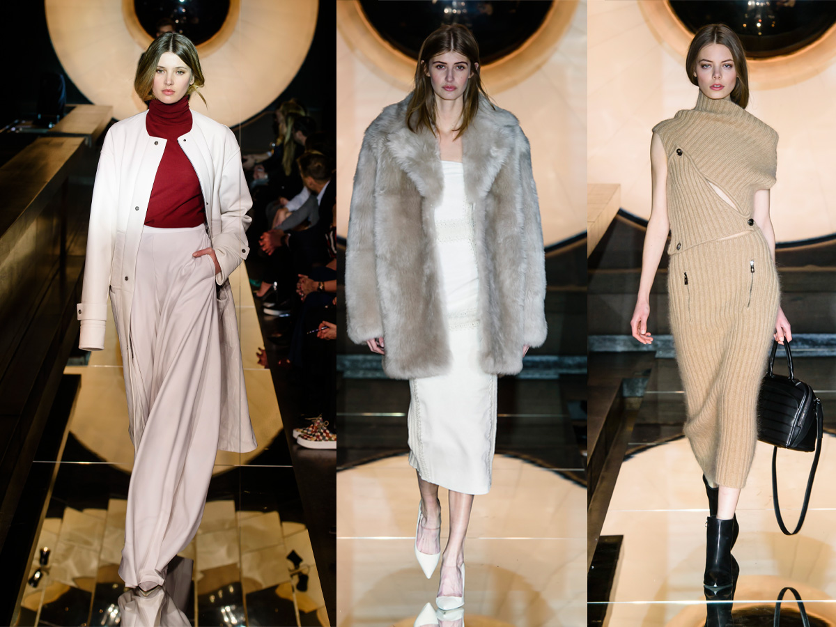 PorscheDesign_final Porsche Design Runway white beige dress fur coat pink skirt