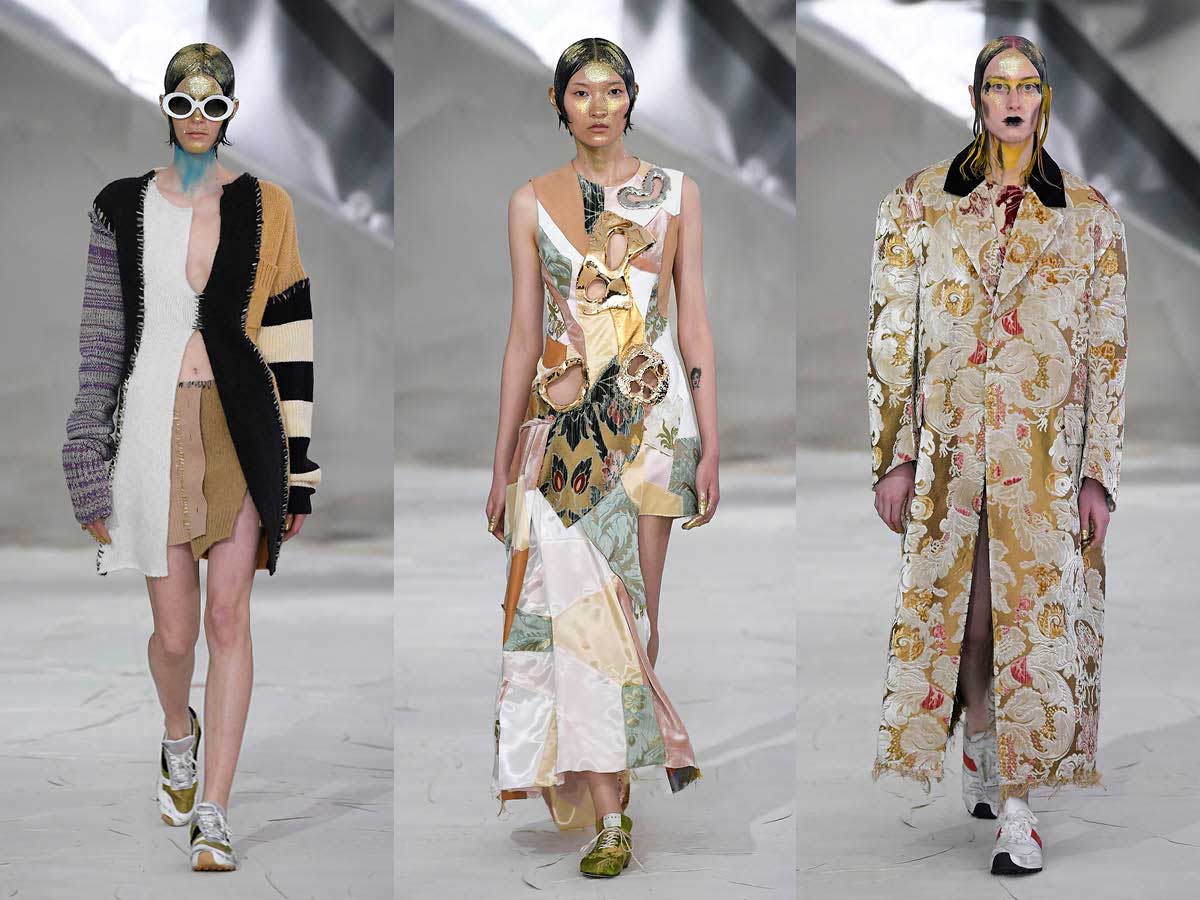 MArni3web Milan fw 2020 patterned dress patchwork cardigan oversized