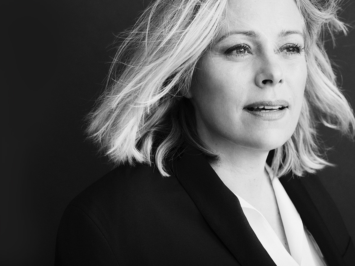 Schneider Kerstin Schneider Harpers Bazaar Germany Black White Blonde Suit Blouse