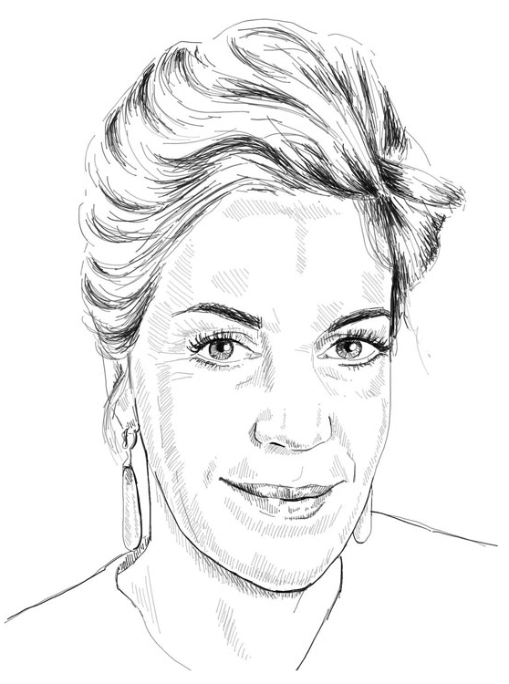 Barbara Vinken_Featured Barbara Vinken Portrait Gezeichnet Schwarz Weiß Frau Haare hochgesteckt