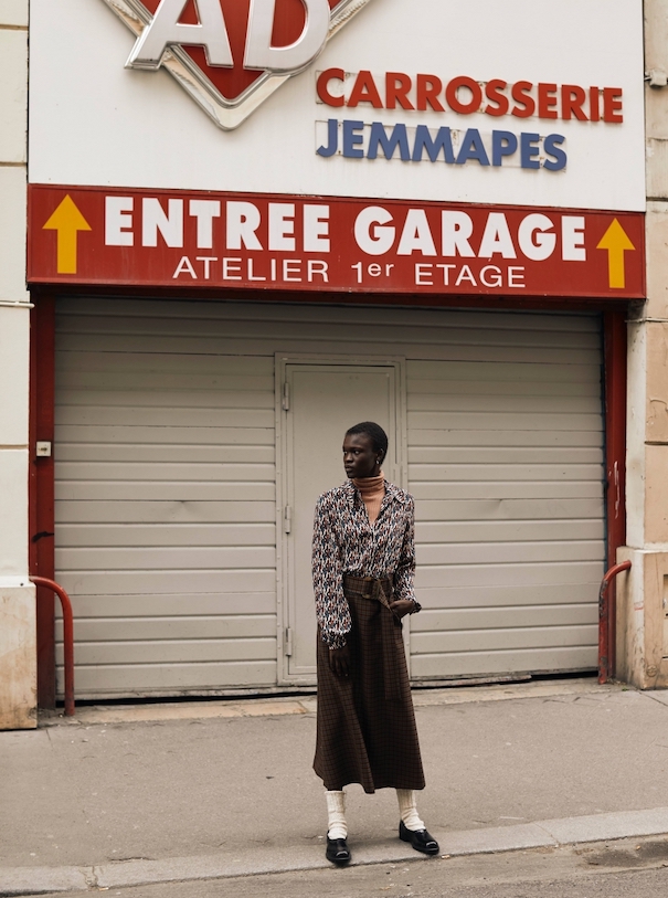Nobieh Talaei_Image4 Nobieh Talaei Campaign Skirt Blouse Carrosserie Jemmapes Entree Garage Red Beige Purple Black
