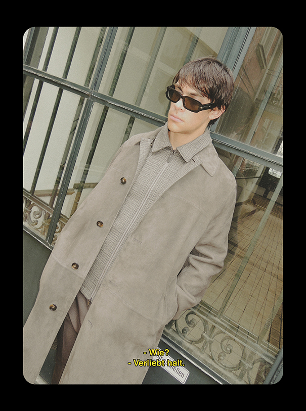 Tods_IgaDrobisz_1 Model wearing coat, jacket, pants and eyewear TOD'S