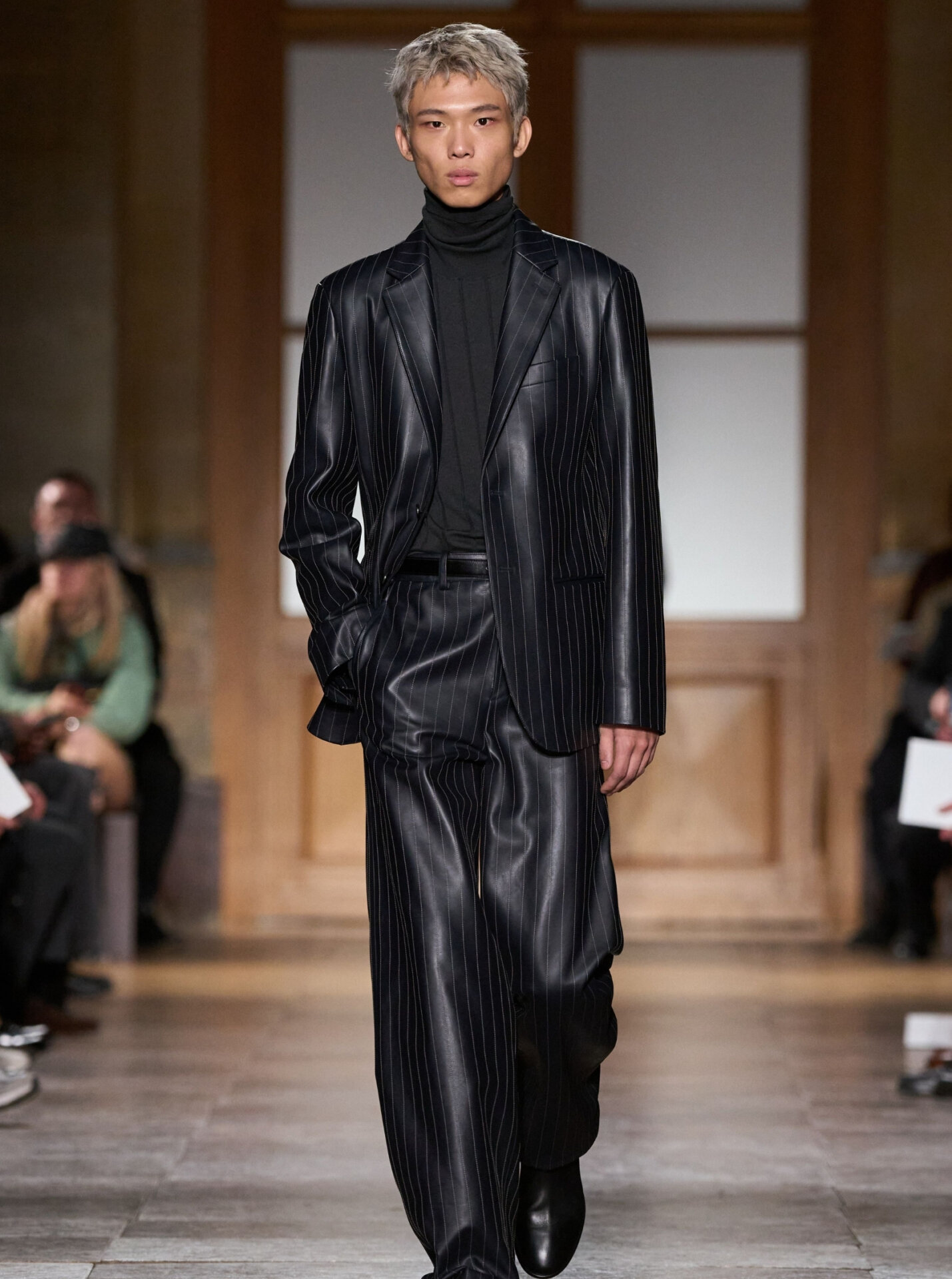 Leather pin striped suit Hermès Men's F/W 2026