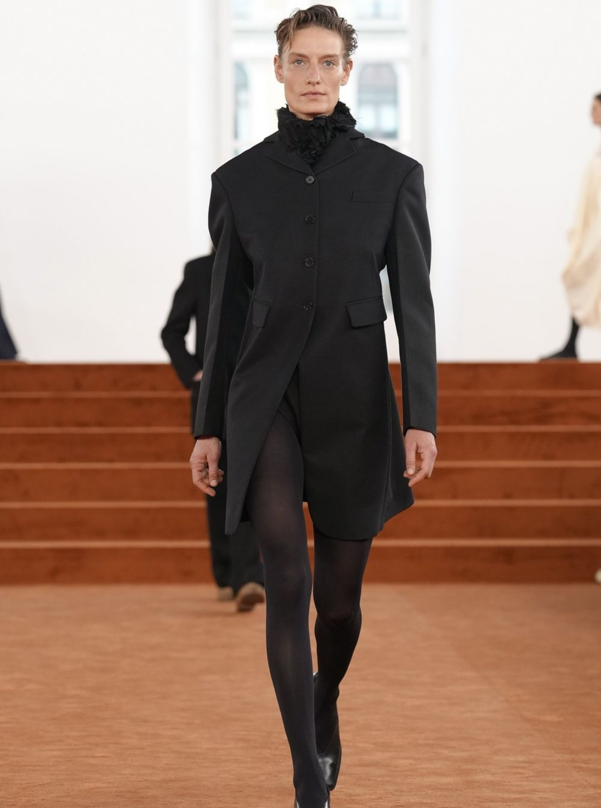 3 Lots of single-breasted outerwear as seen here on model Veronika Kunz