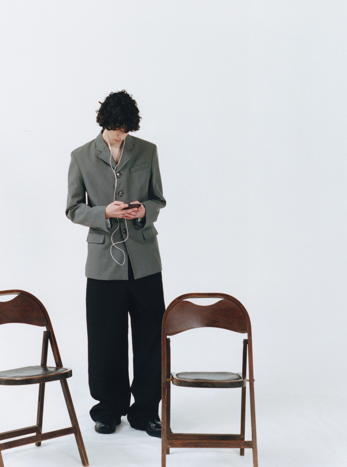 489 Male Model taking a break behind the scenes