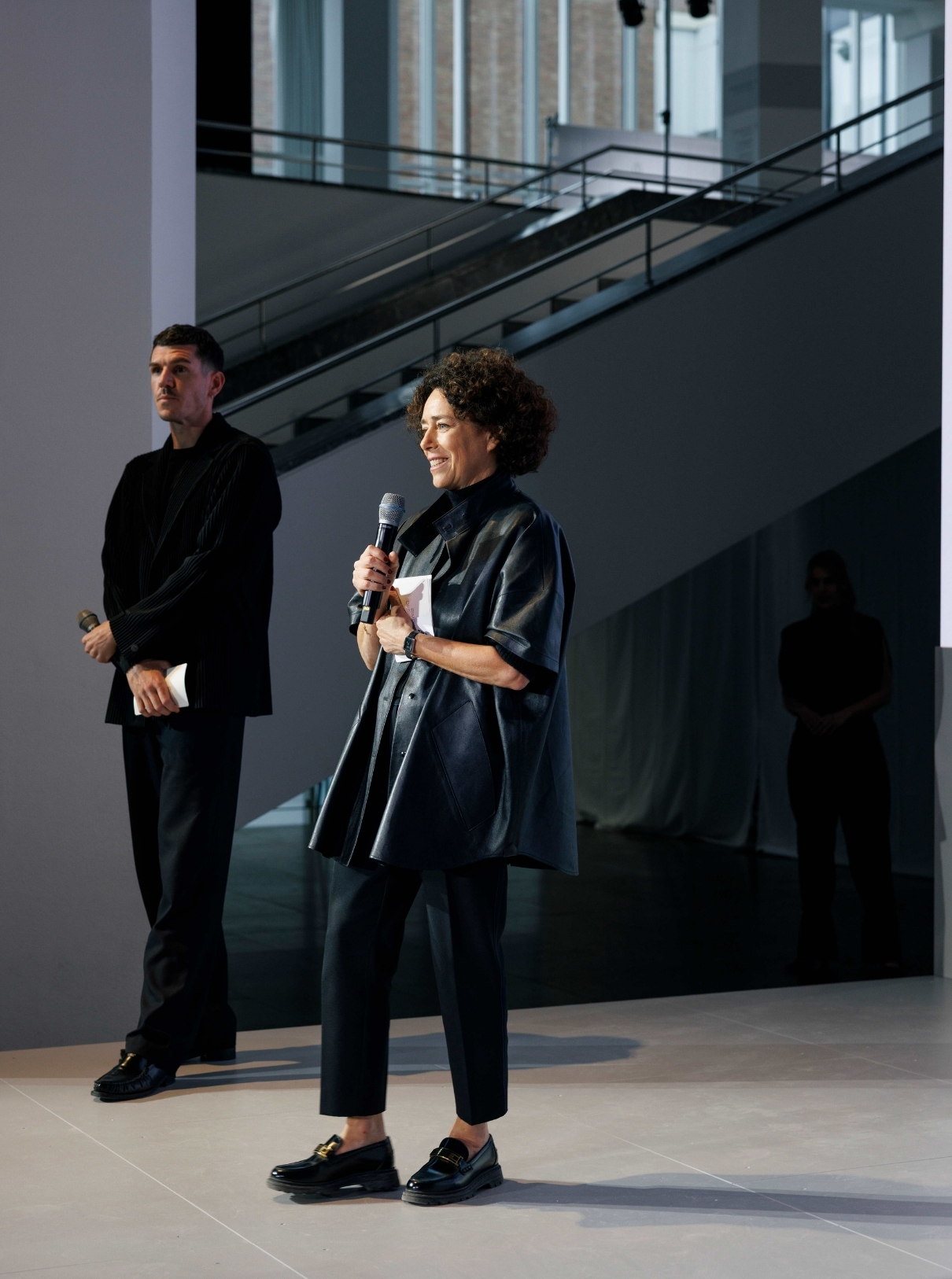 Rimowa CEO Beatrice Monguidi and chief marketing officer Mathieu Plenier at the Rimowa Design Prize 2026 ceremony