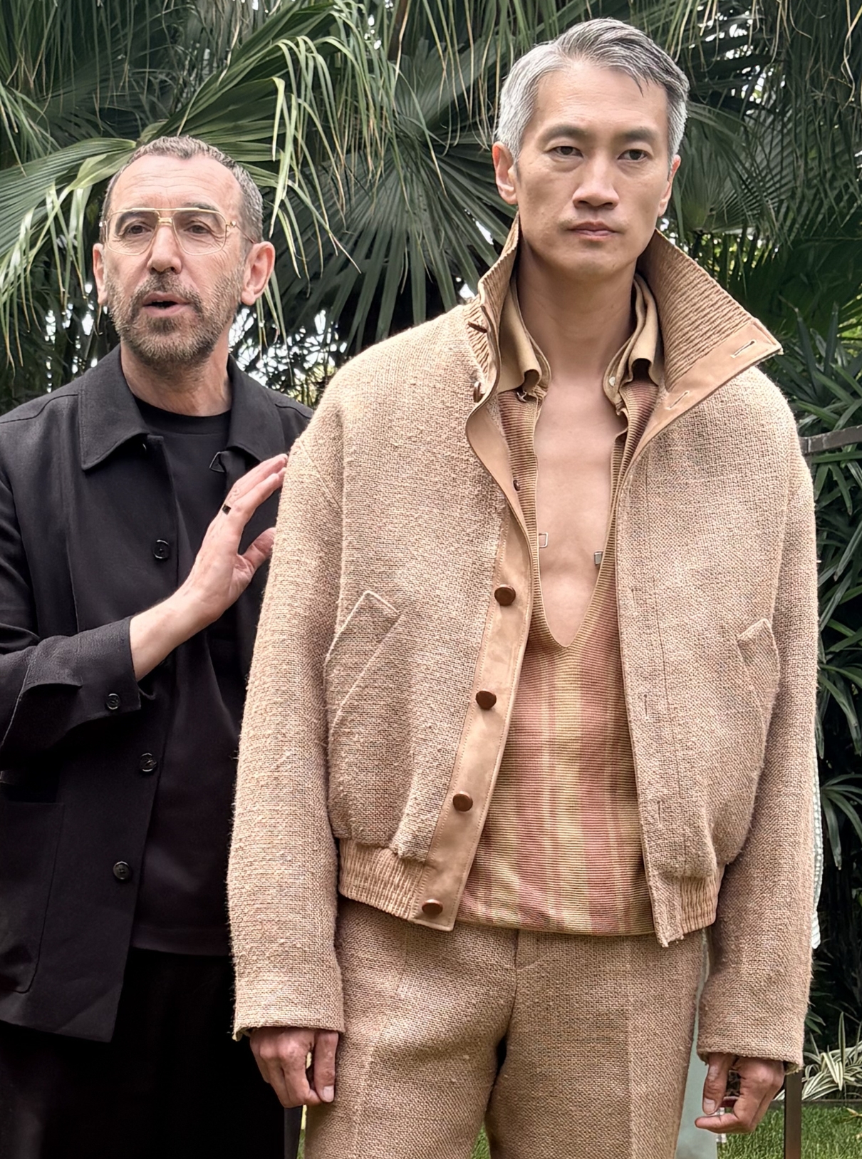 Hemp and nubuck fabric mix as on this bomber jacket style